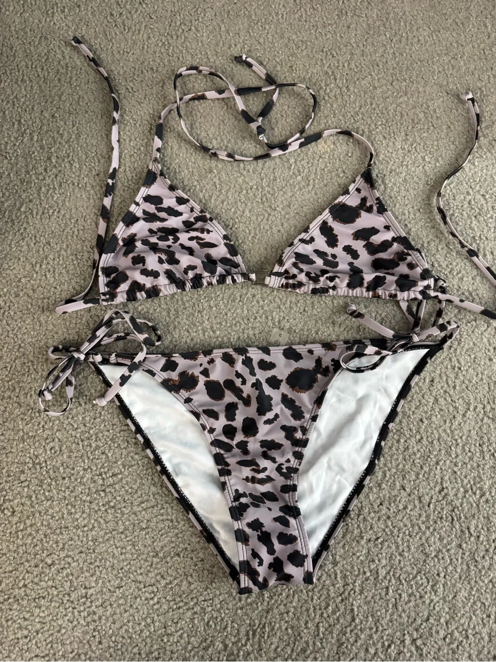 Fashion Nova Pink and Black Animal Print Triangle Bikini